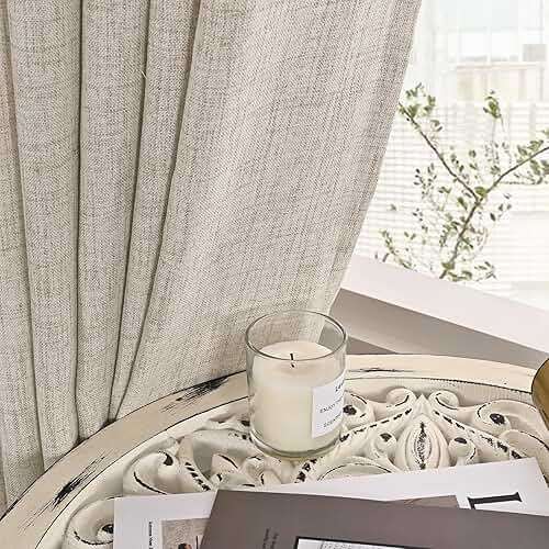YoungsTex Linen Semi Sheer Curtains 72 Inch Length 2 Panels - Light Filtering Drapes with Rod Pocket Back Tab Rustic Beige Window Treatments for Living Room Dining Bedroom, 52 X 72 Inch - Image 8