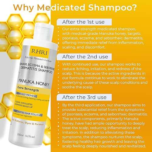 Psoriasis Shampoo for Men & Women | Itchy Scalp Treatment with Manuka Honey | Best for Eczema, Seborrheic Dermatitis, Ringworm & Folliculitis Scalp Treatment - Image 3
