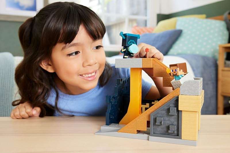 Mattel Minecraft Mini Mode Playset, Rise of the Warden Set with 2 Minis including Steve & Warden Figures & DLC Code - Image 2