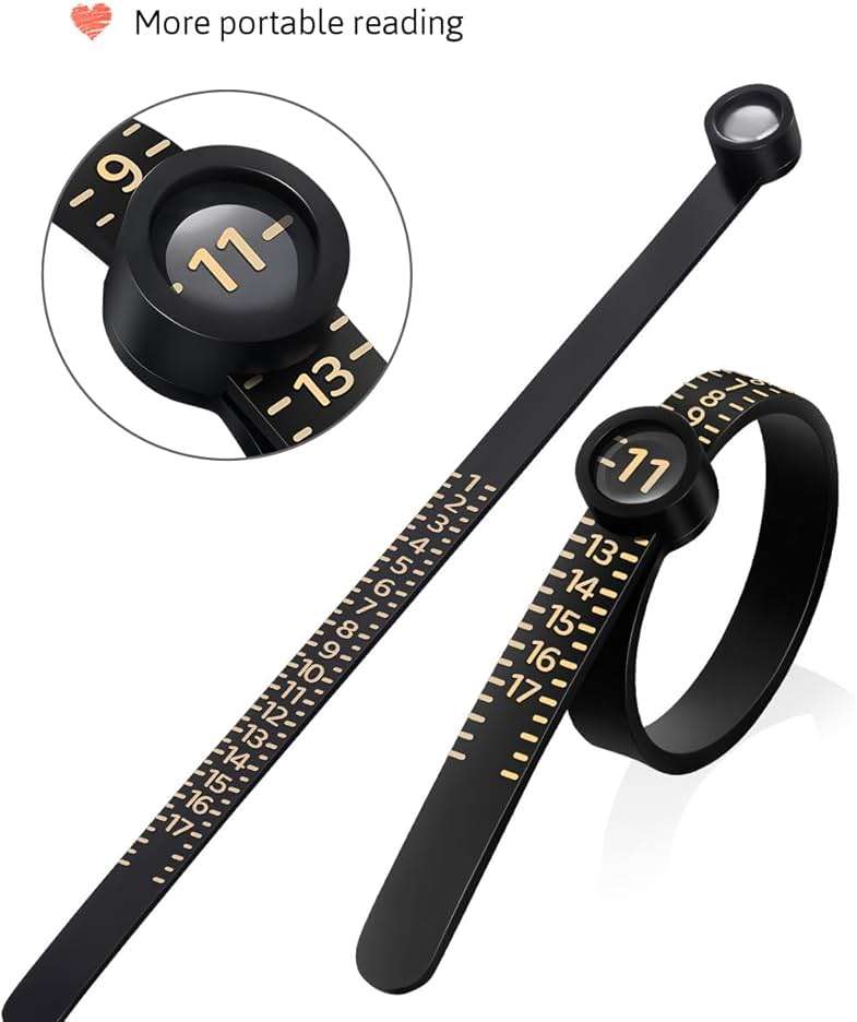 Meowoo Ring Sizer Measuring Tool with Magnifier, for Ring Measurer and Ring Sizer Clear and Intuitive Reading. Plastic Ring Sizer with Lens, 1-17 - Image 2