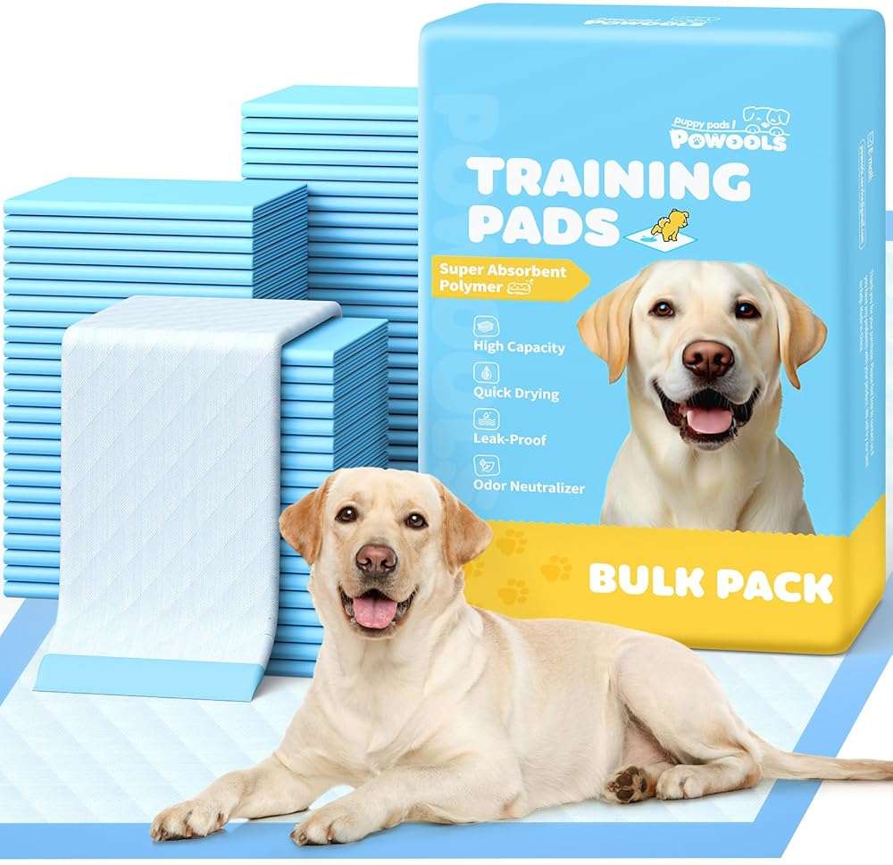 Powools 100-Pack X-Large Puppy Pads - 34'' x 28'' Pee Pads for Dogs Potty Training with Leak-Proof Quick-Dry Design, 6-Layer Wee Wee Pads for Dogs, Blue - Image 1