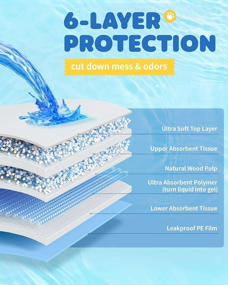Powools 100-Pack X-Large Puppy Pads - 34'' x 28'' Pee Pads for Dogs Potty Training with Leak-Proof Quick-Dry Design, 6-Layer Wee Wee Pads for Dogs, Blue - Image 3