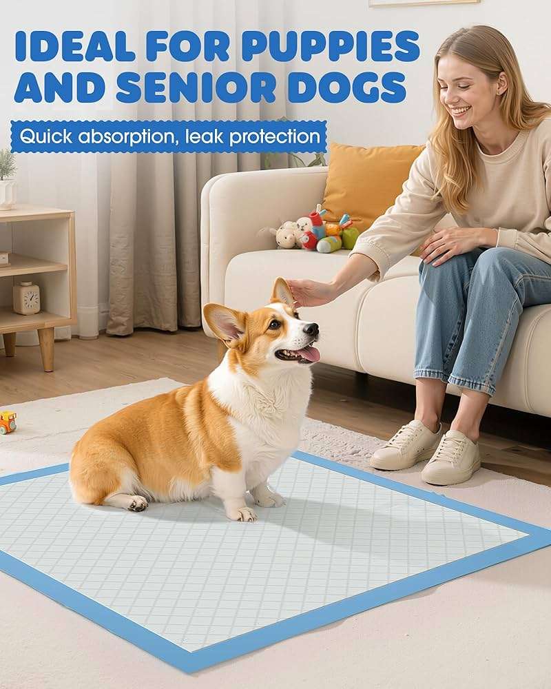 Powools 100-Pack X-Large Puppy Pads - 34'' x 28'' Pee Pads for Dogs Potty Training with Leak-Proof Quick-Dry Design, 6-Layer Wee Wee Pads for Dogs, Blue - Image 8