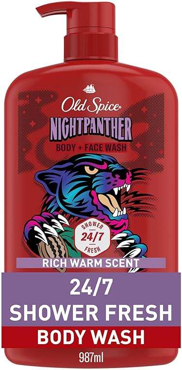 Old Spice Cleansing Body Wash for Men, 3X Defense, 24/7 Shower Fresh with Lasting Scent, 2 in 1 Body and Face Wash, Daily Men’s Wash and Shower Gel, NightPanther Rich Warm Masculine Scent, 33.4 oz - Image 1