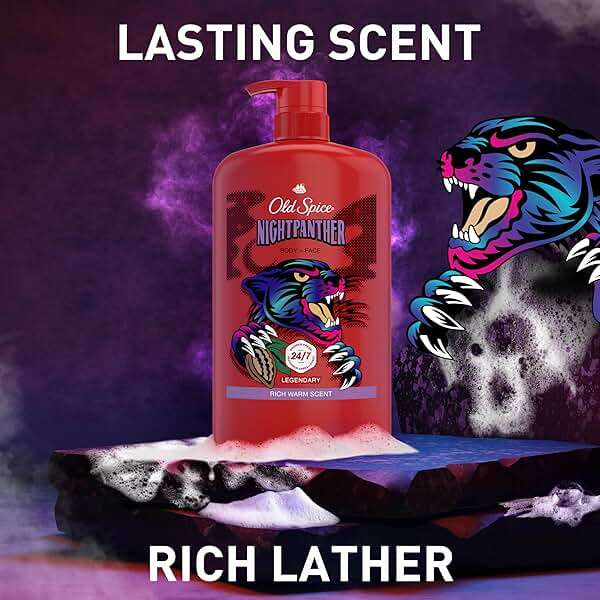 Old Spice Cleansing Body Wash for Men, 3X Defense, 24/7 Shower Fresh with Lasting Scent, 2 in 1 Body and Face Wash, Daily Men’s Wash and Shower Gel, NightPanther Rich Warm Masculine Scent, 33.4 oz - Image 7