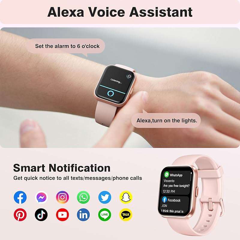 Fitpolo Smart Watches for Women Android iPhone, 1.8'' HD Women Smartwatch with Alexa Built-in, Bluetooth Calls, IP68 Waterproof, 7 Days Battery, Heart Rate/Sleep/SpO2 Monitor, 110 Sports Mode - Image 2