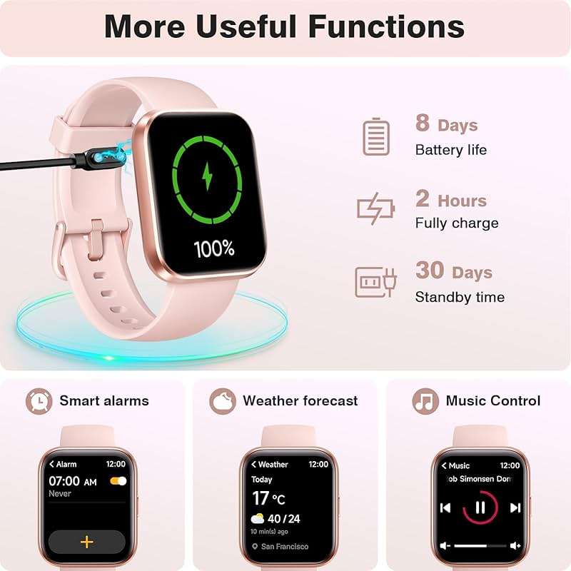 Fitpolo Smart Watches for Women Android iPhone, 1.8'' HD Women Smartwatch with Alexa Built-in, Bluetooth Calls, IP68 Waterproof, 7 Days Battery, Heart Rate/Sleep/SpO2 Monitor, 110 Sports Mode - Image 6