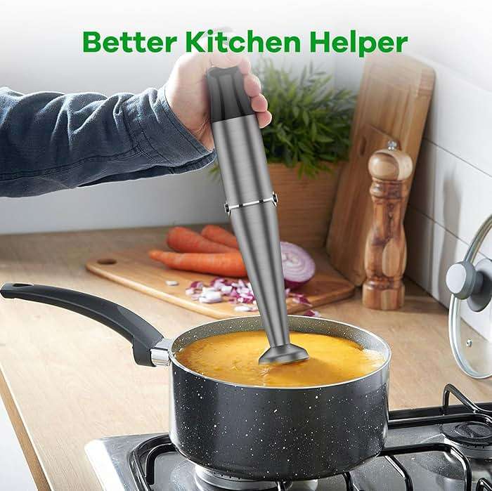Turelar Immersion Blender Handheld Corded Hand Blenders Set 1100W, Trigger Variable Speed 5 in 1 Stick Emulsifier with Chopper, Whisk and Frother for Soup, Baby Food and Smoothies,Black - Image 7