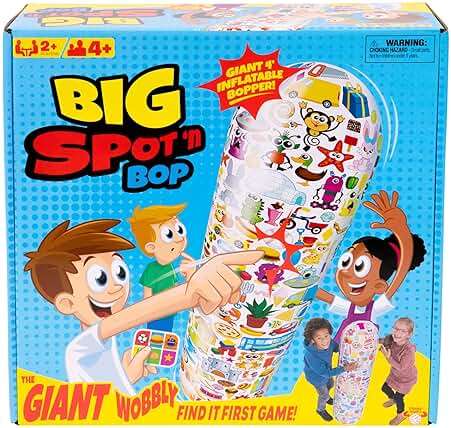 Big Spot 'N Bop! The Giant Wobbly Find It First Game, A Fun, Active Race for Mind and Body, Run Around The Giant 4 Foot (122cm) Inflatable Bopper to Find and Match Images, for 2 Or More Players, 4+ - Image 1