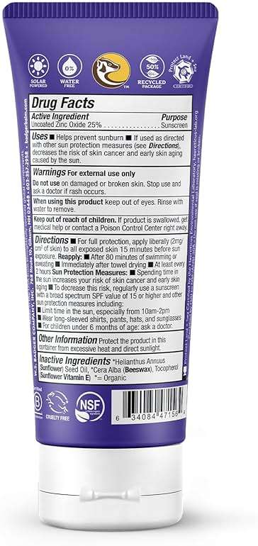 Badger Reef Safe Mineral Sunscreen, SPF 50, 98% Organic with Zinc Oxide, Non Toxic, Water Resistant, Unscented & Hypoallergenic, Broad - Spectrum, For Adventure & Sport, 2.9 fl oz - Image 2