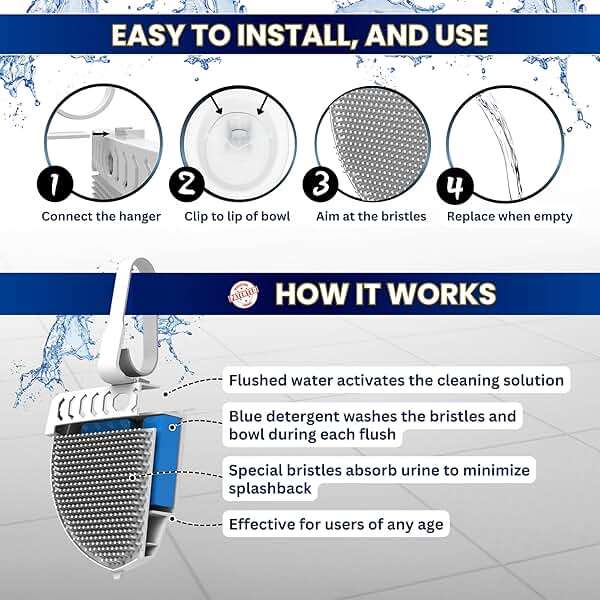 PeeOnMe Toilet Clip-On Splash Guard & Deodorizer – Reduces Urine Splash-Back, In-Bowl Odor Control, Long-Lasting Fresh Scent, Turns Water Blue, Fits Most Toilets (1 Pack, Lemon) - Image 4
