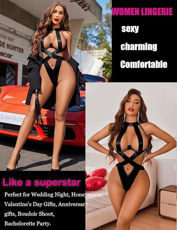 Avidlove Women Lingerie Sexy Bodysuit Strappy Teddy Lingeries One Piece Mini Babydoll with Underwire - Image 5