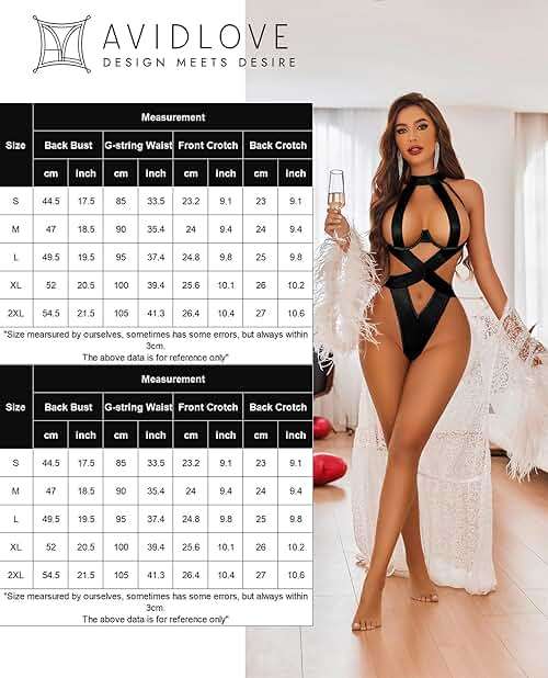 Avidlove Women Lingerie Sexy Bodysuit Strappy Teddy Lingeries One Piece Mini Babydoll with Underwire - Image 6