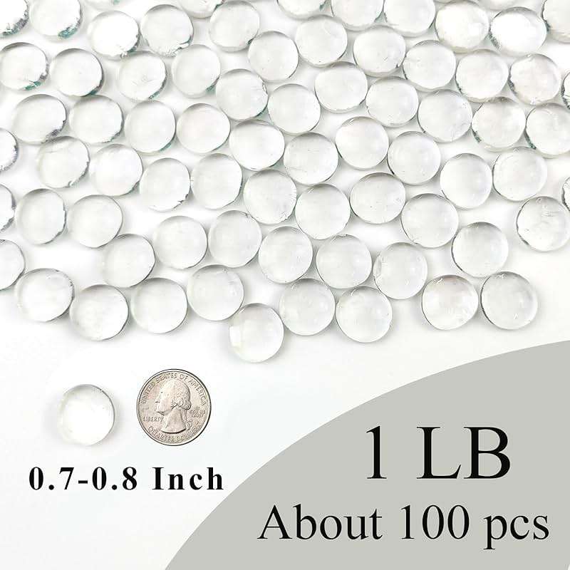 FANTIAN 1 lb Clear Glass Beads for Vase Filler,100 Pcs Glass Pebbles Stones | Clear Flat Glass Marbles Rocks for Vase Flower Candle Craft Aquarium Bird Bath Wedding Centerpiece Fire Pit Home Decor DIY - Image 5