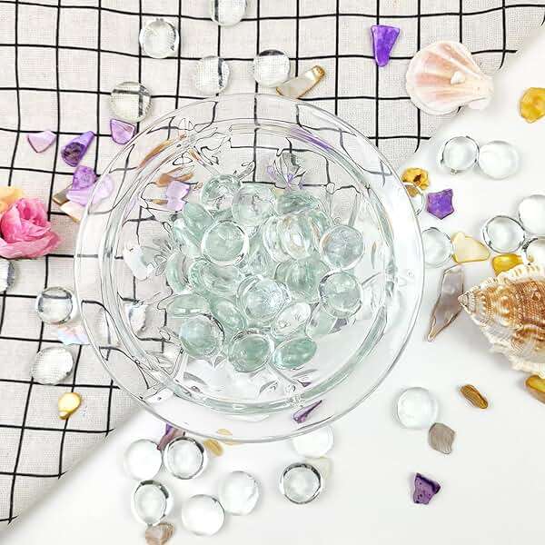 FANTIAN 1 lb Clear Glass Beads for Vase Filler,100 Pcs Glass Pebbles Stones | Clear Flat Glass Marbles Rocks for Vase Flower Candle Craft Aquarium Bird Bath Wedding Centerpiece Fire Pit Home Decor DIY - Image 7