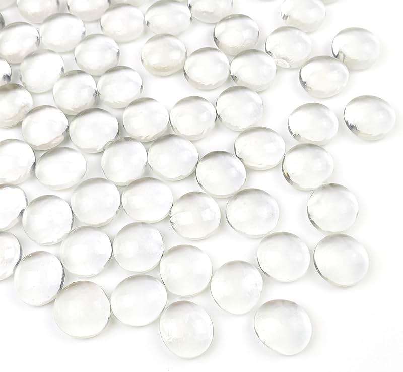 FANTIAN 1 lb Clear Glass Beads for Vase Filler,100 Pcs Glass Pebbles Stones | Clear Flat Glass Marbles Rocks for Vase Flower Candle Craft Aquarium Bird Bath Wedding Centerpiece Fire Pit Home Decor DIY - Image 8