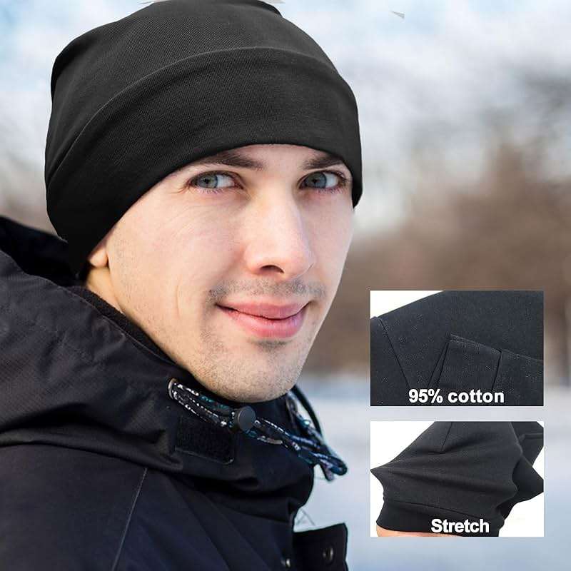 Quacc Unisex Cotton Beanie Hat Thin Running Skull Cap Winter Summer Sports Hat Chemo Cap Helmet Liner Beanies Hat - Image 4