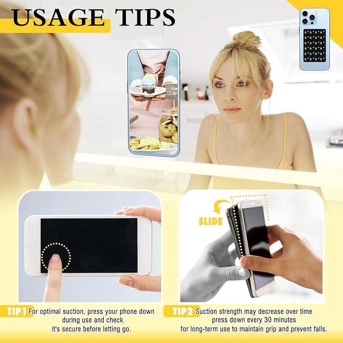 ZB.soar Suction Phone Case Mount, Silicone Hands Free Phone Accessory Holder, Mirror Shower Phone Holder, for Tiktok Videos and Selfies (White) - Image 2