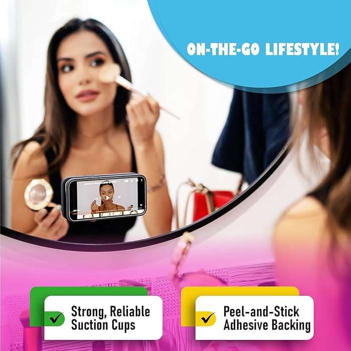 ZB.soar Suction Phone Case Mount, Silicone Hands Free Phone Accessory Holder, Mirror Shower Phone Holder, for Tiktok Videos and Selfies (White) - Image 5