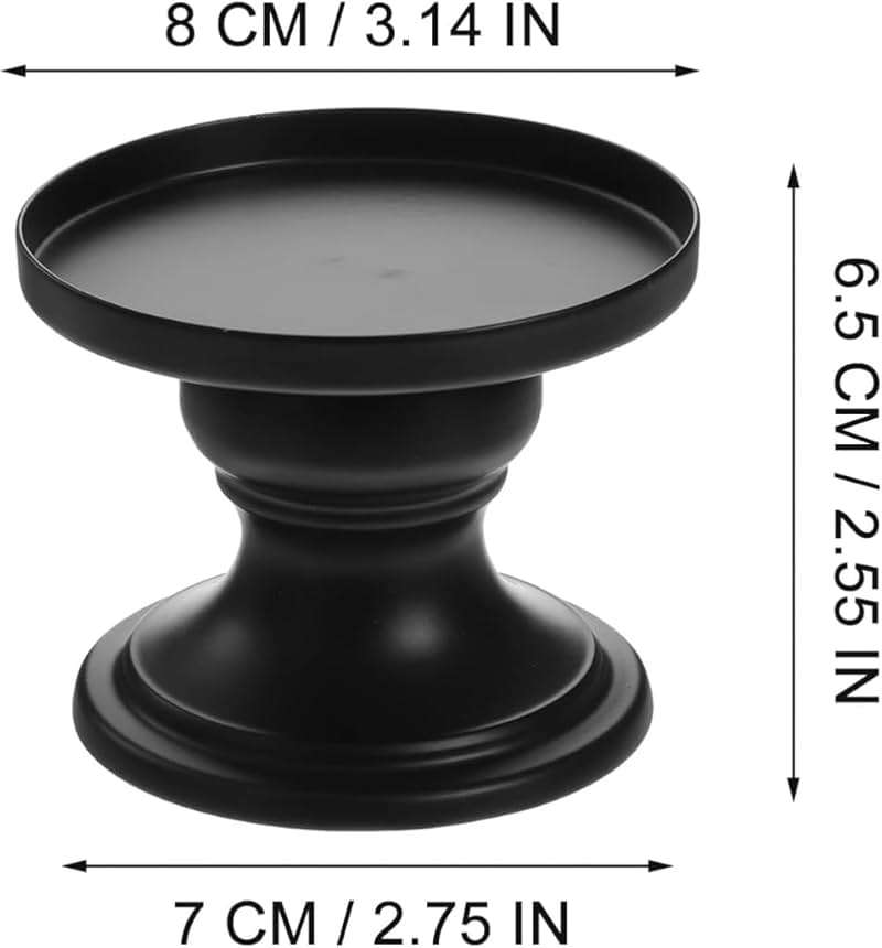Matte Black Iron Pillar Candle Holders - Set of 2 Candlestick Holders, Metal Candle Holder for Pillar & Taper, Table Mantle Fireplace Farmhouse Home Decor - Image 3