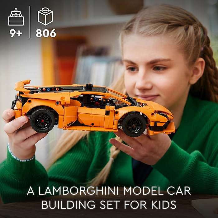 LEGO Technic Lamborghini Huracán Tecnica Orange Toy Cars - Building Toys for Kids, Boys & Girls, Ages 9+ - Lamborghini Toy Car W/ V10 Engine & Steering - Gift Ideas for Birthdays - 42196 - Image 2