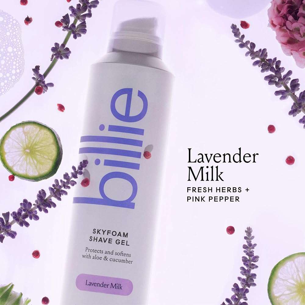 Billie SkyFoam Shave Gel - Lavender Milk Scent - Water-activated Foam - Made With Aloe & Cucumber - For A Close, Smooth Shave - 6.7 fl oz - Image 2