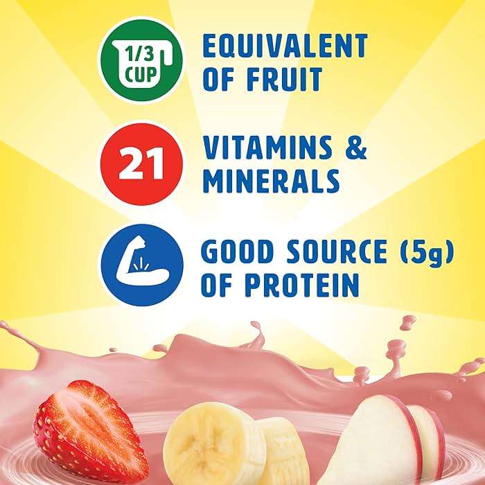 Carnation Breakfast Essentials Fruit and Protein Smoothie Nutritional Drink, Strawberry Banana, 24 – 8 fl oz Cartons (Packaging May Vary) - Image 3