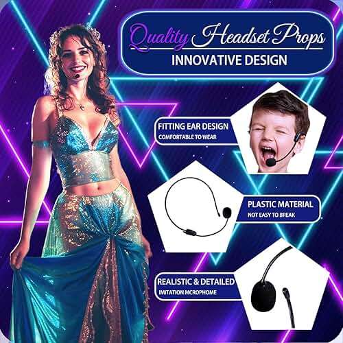 Jsuslife Fake Headset, Rockstar Costume Cosplay Accessories for Men and Women, Hippie Singer Headphone Props Birthday Party Supplies Halloween for Kids and Adults - Image 5