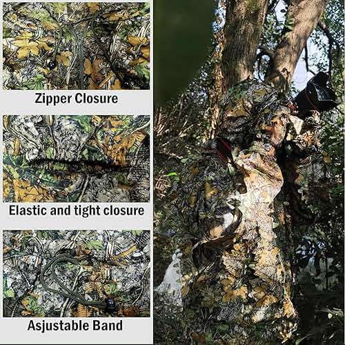 Ghillie Suit for Men -Complete Set with Full Face Mask & Gloves | Perfect for Outdoor Camouflage, Turkey Hunting, Halloween! - Image 3