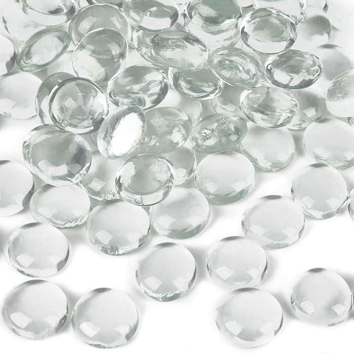 DomeStar 1LB Glass Beads, Clear Flat Glass Marbles, Vase Filler Aquarium Decor Fish Tank Rocks DIY Crafts Table Scatter Decor - Image 1