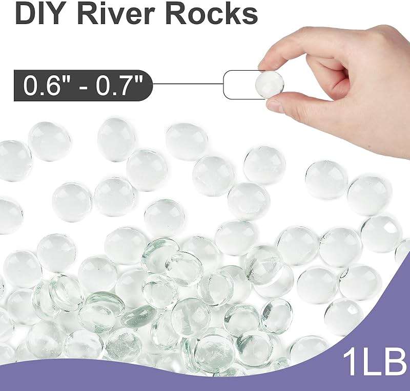DomeStar 1LB Glass Beads, Clear Flat Glass Marbles, Vase Filler Aquarium Decor Fish Tank Rocks DIY Crafts Table Scatter Decor - Image 3