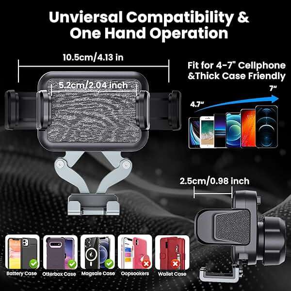 Metal Phone Mount for Ram Truck 2019-2026, Dash Cell Phone Holder Compatible with Dodge Ram 1500/2500/3500 & TRX Accessories, 360° Adjustable Shakeproof Adapter Phone Stand for Most Smartphones - Image 4
