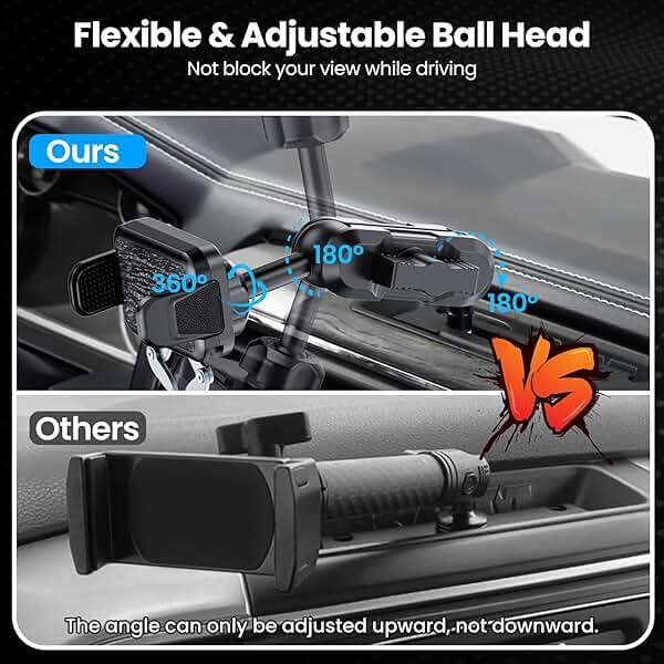 Metal Phone Mount for Ram Truck 2019-2026, Dash Cell Phone Holder Compatible with Dodge Ram 1500/2500/3500 & TRX Accessories, 360° Adjustable Shakeproof Adapter Phone Stand for Most Smartphones - Image 5