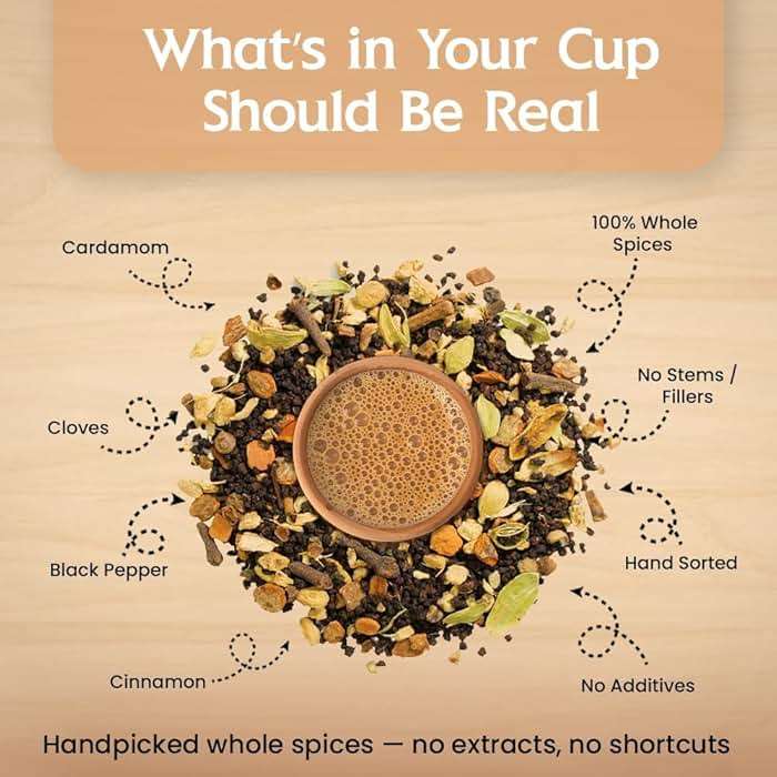 Zyanna Masala Chai Tea - Premium Blended Assam Tea with Indian Masala Cardamom, Cinnamon, Clove, Black Pepper (8.8 Ounce - 125 Cups)- Original Indian Aromatic Spicy Loose ctc Chai Patti for Milk Tea - Image 2
