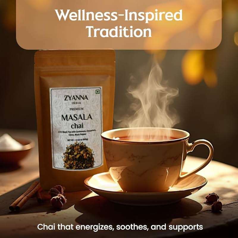Zyanna Masala Chai Tea - Premium Blended Assam Tea with Indian Masala Cardamom, Cinnamon, Clove, Black Pepper (8.8 Ounce - 125 Cups)- Original Indian Aromatic Spicy Loose ctc Chai Patti for Milk Tea - Image 6