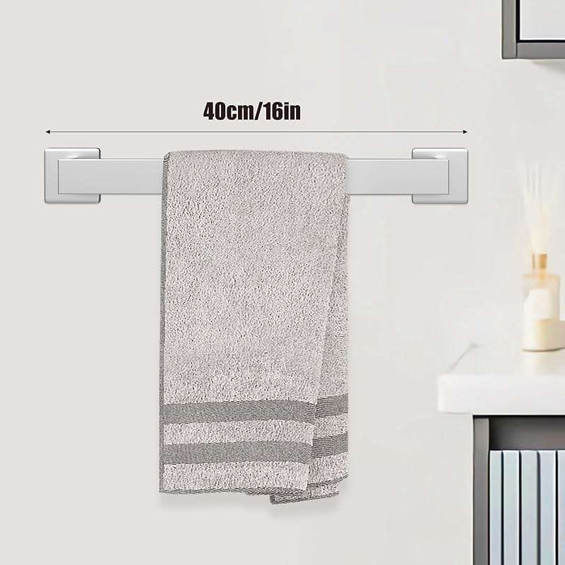 5 Piece Brushed Nickel Towel Bar Set Bathroom Hardware Set Brushed Nickel Bathroom Accessories Set with 2 Towel Hook, Stainless Steel Wall Mounted Bathroom Towel Rack Set Square 16-Inch - Image 2