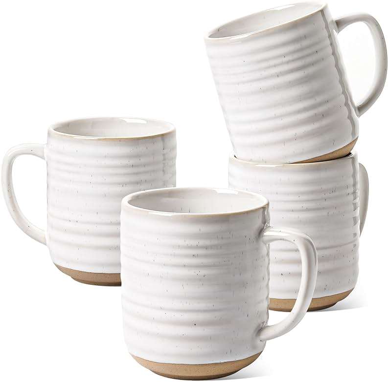 LE TAUCI Coffee Mugs 12 oz, Ceramic Coffee Cups for Latte, Hot Tea, Cappuccino, Mocha, Cocoa, Housewarming Wedding Present Mug Set - Set of 4, Arctic White - Image 1