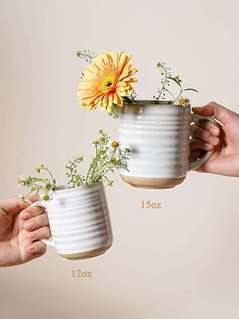LE TAUCI Coffee Mugs 12 oz, Ceramic Coffee Cups for Latte, Hot Tea, Cappuccino, Mocha, Cocoa, Housewarming Wedding Present Mug Set - Set of 4, Arctic White - Image 7