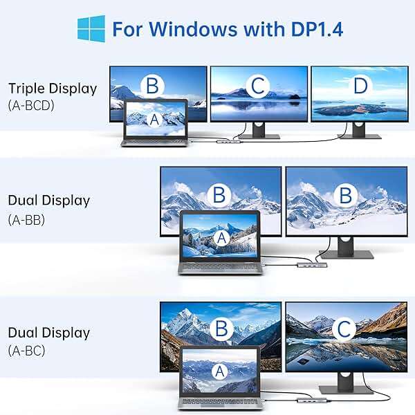 LIONWEI Laptop Docking Station 13 in 1 - Dual HDMI+DisplayPort+10Gbps, 6 USB C/A, 100W PD, Ethernet, SD/TF, Audio, USB C Hub for MacBook/Dell/HP/Surface - Image 3