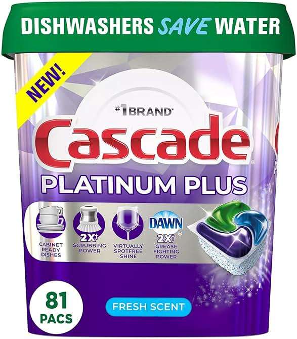 Cascade Platinum Plus ActionPacs Dishwasher Detergent Pods, Fresh Scent (81 Ct) - Image 1