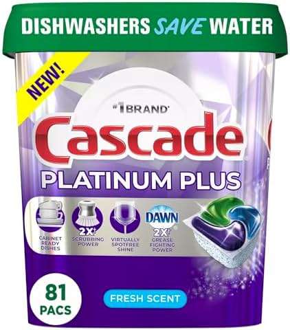 Cascade Platinum Plus ActionPacs Dishwasher Detergent Pods, Fresh Scent (81 Ct) - Image 3