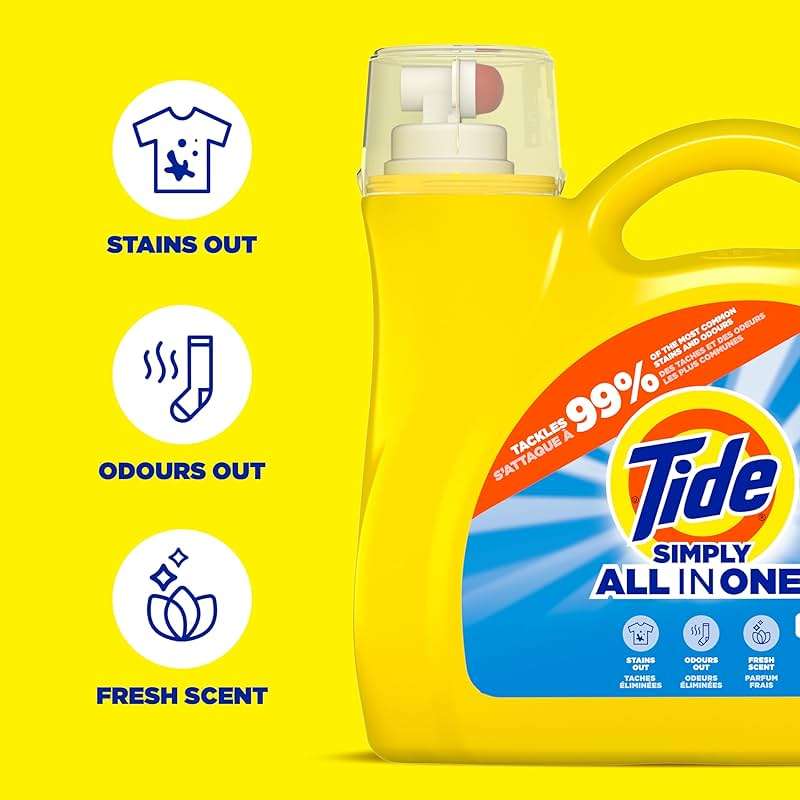 Tide Simply All-In-One Liquid Laundry Detergent, Refreshing Breeze Scent, 128 Loads, 168 fl oz - Image 2