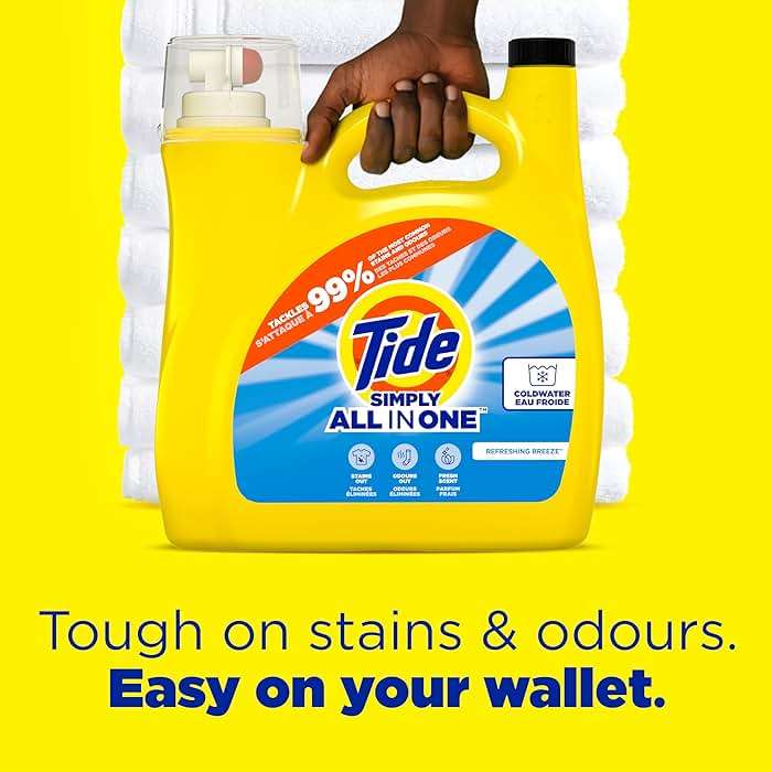 Tide Simply All-In-One Liquid Laundry Detergent, Refreshing Breeze Scent, 128 Loads, 168 fl oz - Image 5