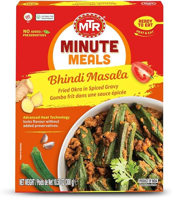 MTR Minute Meals Bhindi Masala - Ready-to-Eat Fried Okra in Spiced Gravy in Authentic Indian Flavors - Tasty & Wholesome Meal - Microwaveable, Nutritious & Delicious - Vegetarian-Friendly - Pack of 6 - Image 1