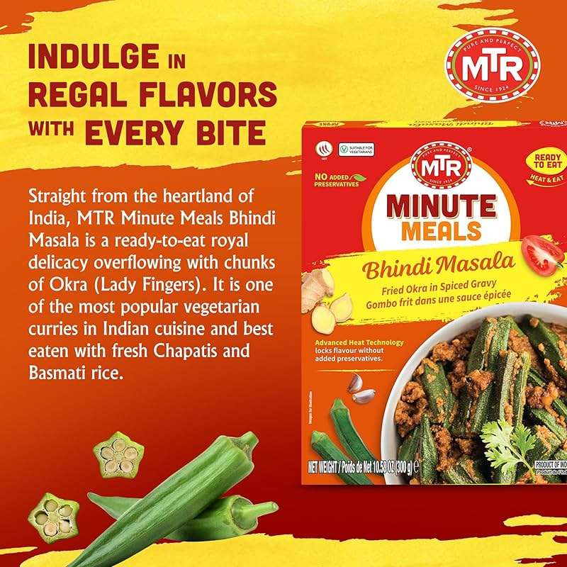 MTR Minute Meals Bhindi Masala - Ready-to-Eat Fried Okra in Spiced Gravy in Authentic Indian Flavors - Tasty & Wholesome Meal - Microwaveable, Nutritious & Delicious - Vegetarian-Friendly - Pack of 6 - Image 2