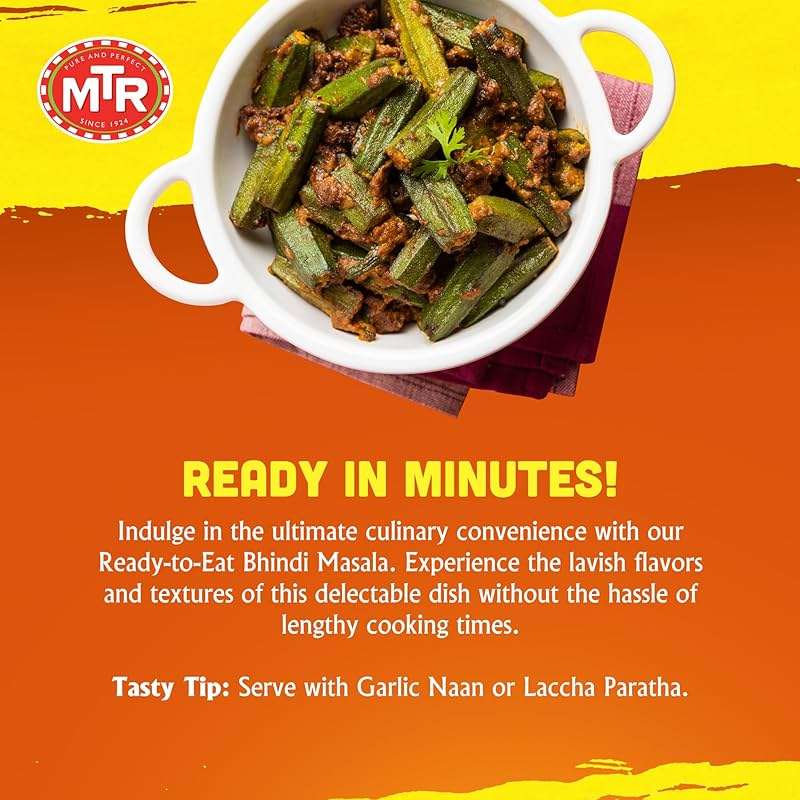 MTR Minute Meals Bhindi Masala - Ready-to-Eat Fried Okra in Spiced Gravy in Authentic Indian Flavors - Tasty & Wholesome Meal - Microwaveable, Nutritious & Delicious - Vegetarian-Friendly - Pack of 6 - Image 4