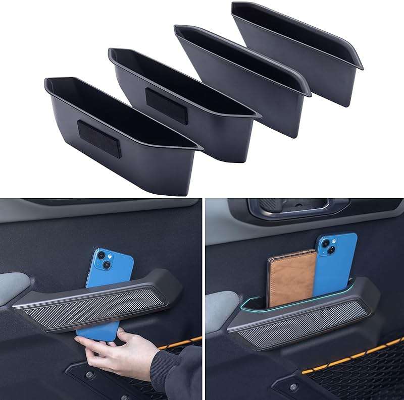 TOPINSTALL 4 Doors Handle Storage Box Compatible with Ford Bronco 2021-2026 Accessories, Phone Holder Front and Rear Door Grab Handle Pocket Storage ABS Plastic-4PCS (Not for Sport Model) - Image 1