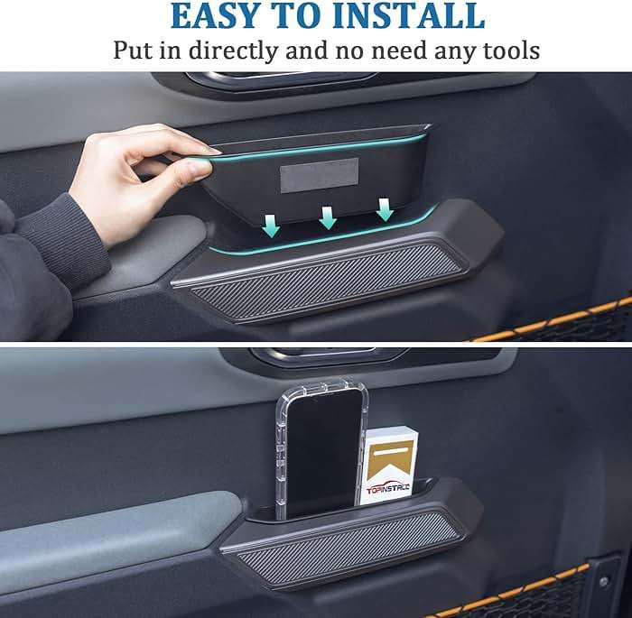 TOPINSTALL 4 Doors Handle Storage Box Compatible with Ford Bronco 2021-2026 Accessories, Phone Holder Front and Rear Door Grab Handle Pocket Storage ABS Plastic-4PCS (Not for Sport Model) - Image 2