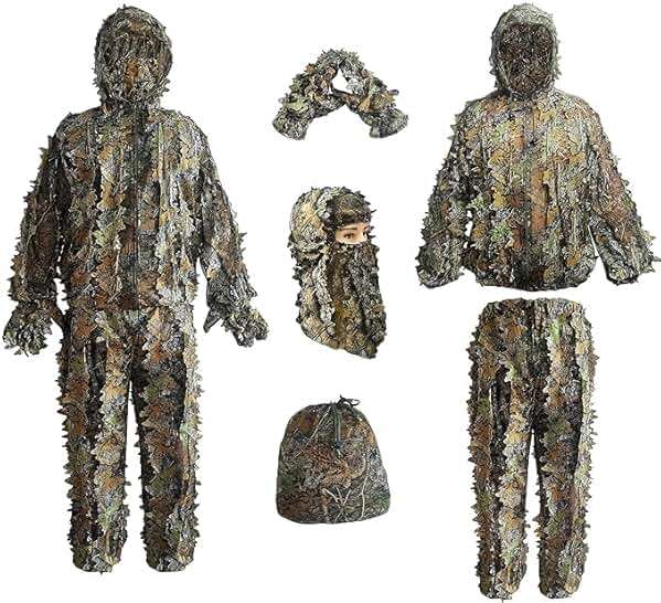 Ghillie Suit, Kids Adult 3D Leafy Camouflage Clothing, Camo Suit for Turkey Hunting, Hunting for Outdoor Game and Halloween - Image 1