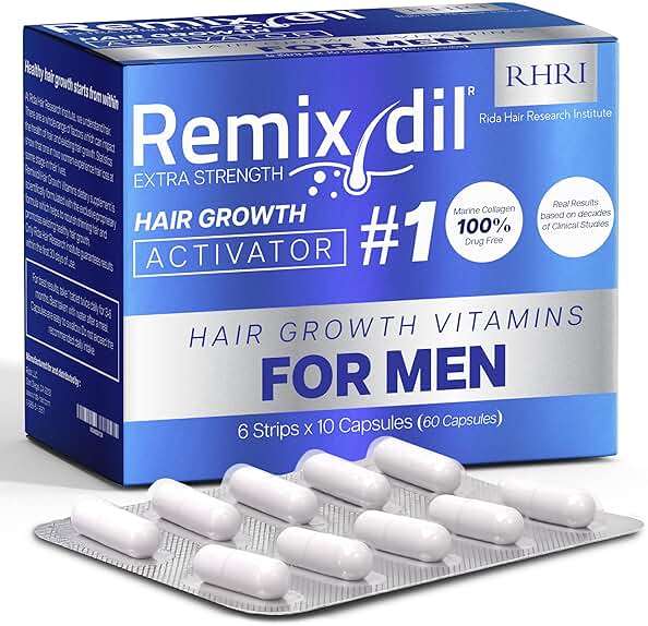 Hair Growth Vitamins Hair Regrowth For Men | Supports Beard And Scalp Strength | Helps Reduce Thinning And Breakage | Fast-Acting Formula To Boost Volume | 60 Capsules - Image 1